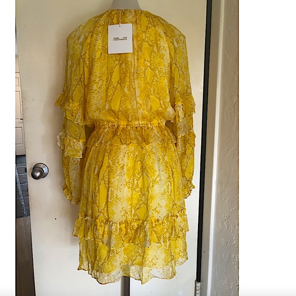 Diane von Furstenberg Haven Snake Print Silk Ruffle Dress - Picture 3 of 10